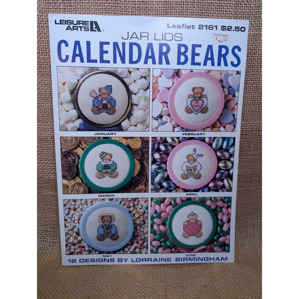 Leisure Arts 2161 Calendar Bears Cross Stitch Pattern Jar Lids Birmingham